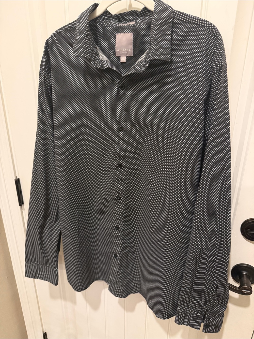 A Frame Denim Men's Black Microdot Button-Up Shirt